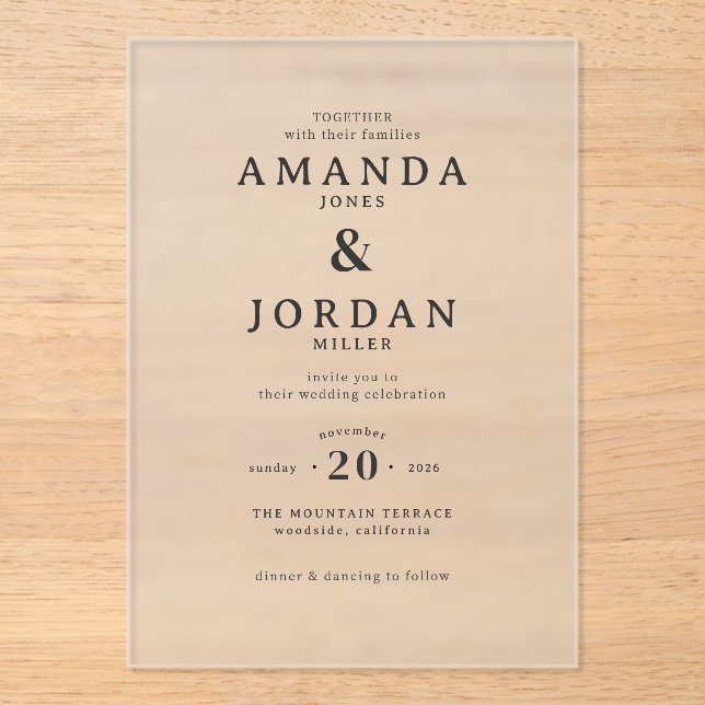 Elegant Black Serif Wedding Invitation (Front)