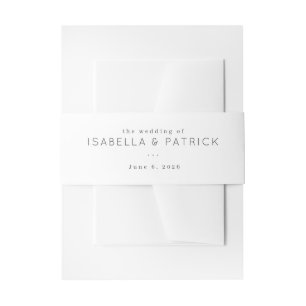 Elegant Black Serif Wedding Invitation Belly Band