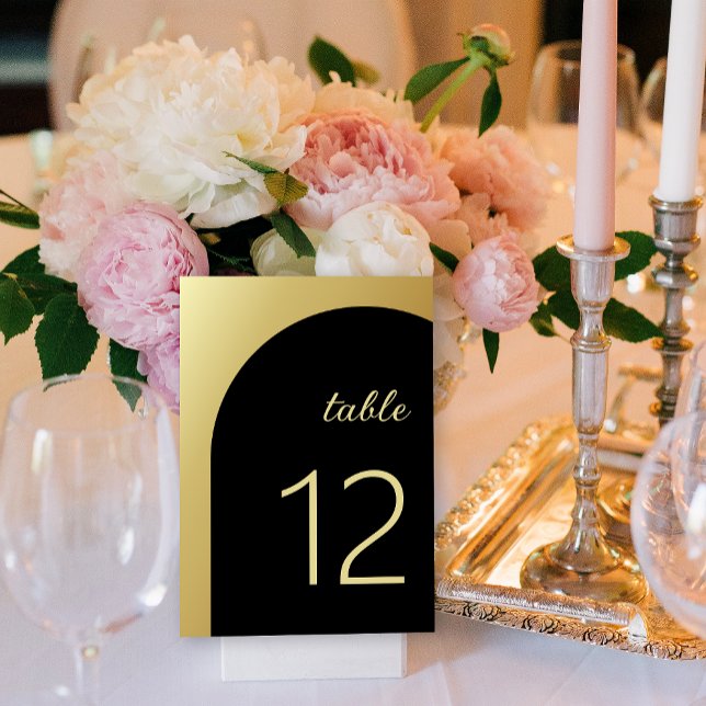 Elegant Black Shiny Gold Wedding Table Number (Elegant Black Shiny Gold Wedding Table Number)