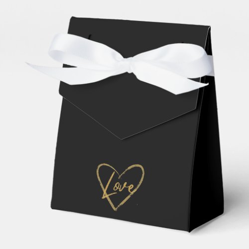 Elegant Black Shiny Love Heart Wedding Black Favor Boxes