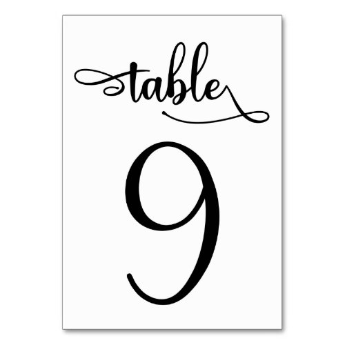 Elegant black sign  35x5 table number  Table 9