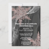 Elegant Black Silk & Copper Snowflakes