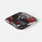 Elegant Black Silk Floral & Lace Masquerade Party