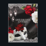 Elegant Black Silk Floral Masquerade Save the Date Announcement Postcard<br><div class="desc">Elegant Black Silk Floral Masquerade Save the Date. Matching items in my store. Add any text you want.</div>