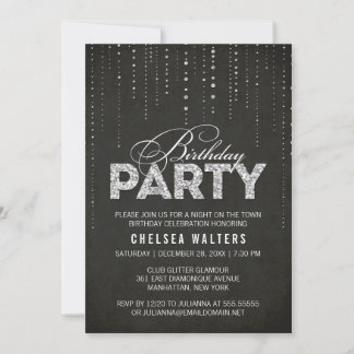 Elegant Black & Silver Birthday Party Invitation