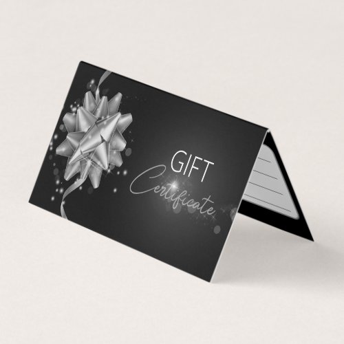 Elegant Black Silver Bow Classy Luminous Gift Card