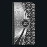Elegant Black & Silver Floral Damask Wallet Phone Case For Samsung Galaxy S5<br><div class="desc">Black and silver tones shiny metallic floral damask. Custom and optional monogram. Several variation on this design, with different position of the elements. Not actual glitter or metallic finis, but digital image effect. If you need any help customizing, changing color, or anything else to any of my designs, contact ArtOnWear...</div>