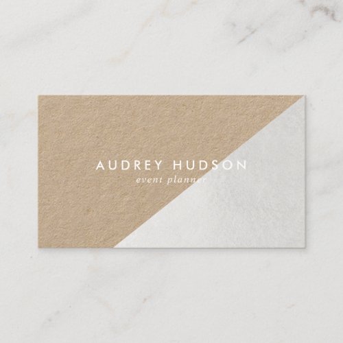 Elegant black silver foil geometric plain kraft business card