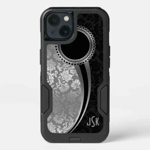 Elegant Black  Silver Geometric Design iPhone 13 Case