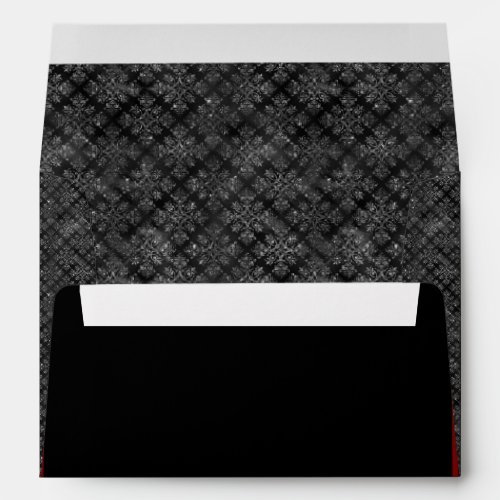 Elegant Black Silver Glitter Damask Modern Chic Envelope