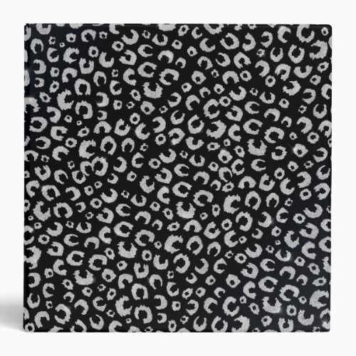 Elegant Black Silver Glitter Leopard Pattern 3 Ring Binder