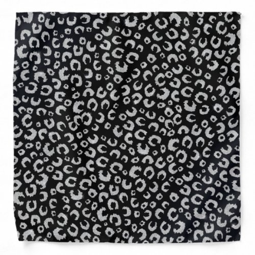 Elegant Black Silver Glitter Leopard Pattern Bandana