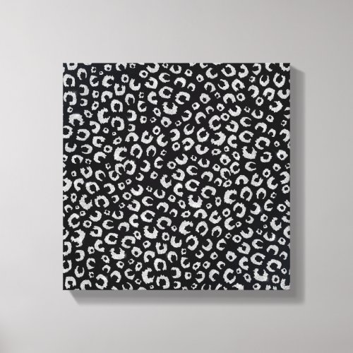 Elegant Black Silver Glitter Leopard Pattern Canvas Print