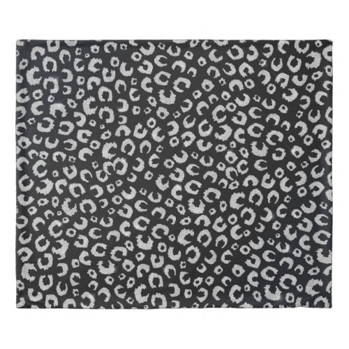 Elegant Black Silver Glitter Leopard Pattern Duvet Cover