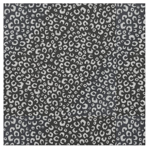 Elegant Black Silver Glitter Leopard Pattern Fabric