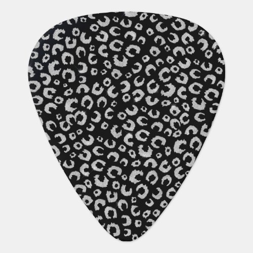 Elegant Black Silver Glitter Leopard Pattern Guitar Pick