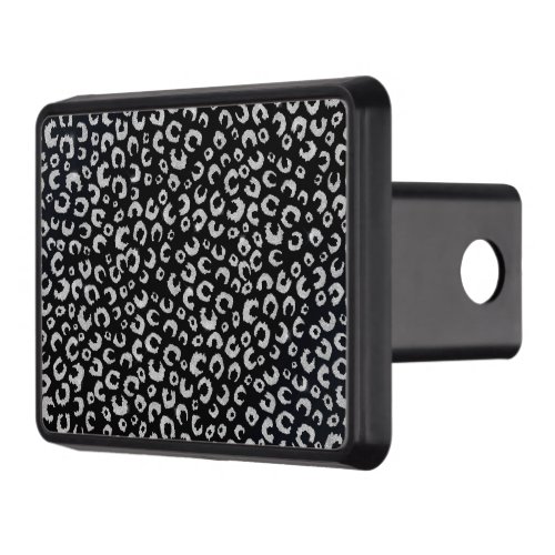 Elegant Black Silver Glitter Leopard Pattern Hitch Cover