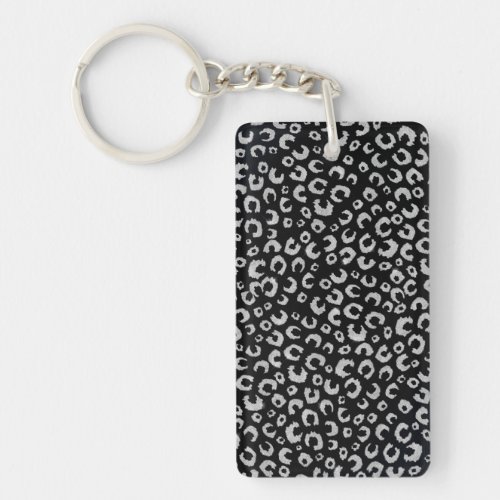 Elegant Black Silver Glitter Leopard Pattern Keychain