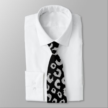 Elegant Black Silver Glitter Leopard Pattern Neck Tie by InovArtS at Zazzle