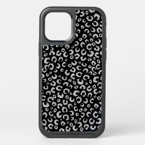 Elegant Black Silver Glitter Leopard Pattern OtterBox Symmetry iPhone 12 Pro Case