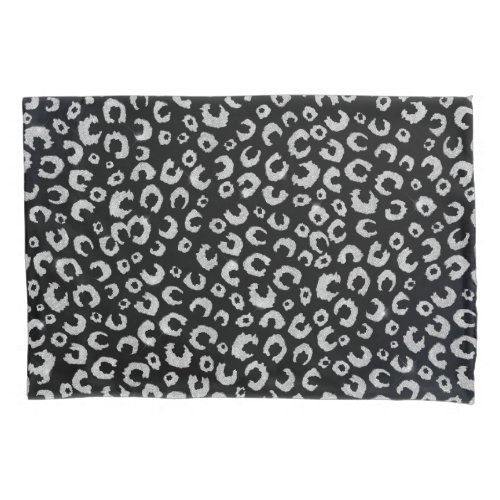 Elegant Black Silver Glitter Leopard Pattern Pillow Case