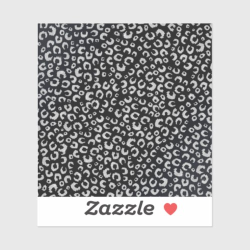 Elegant Black Silver Glitter Leopard Pattern Sticker