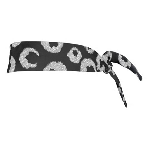 Elegant Black Silver Glitter Leopard Pattern Tie Headband