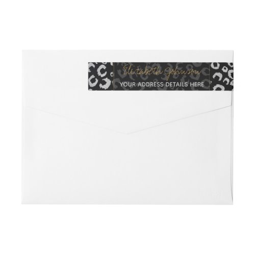 Elegant Black Silver Glitter Leopard Pattern Wrap Around Label