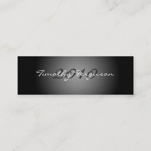 Elegant black silver graduation name card (Front)