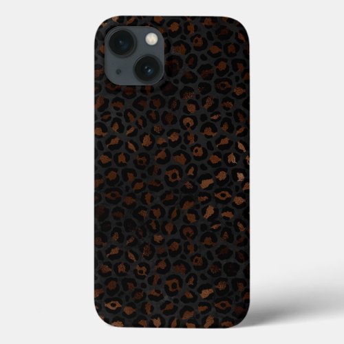 Elegant Black  Silver gray  Bronze Leopard Print iPhone 13 Case