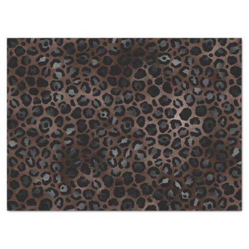 Elegant Black  Silver gray  Bronze Leopard Print  Tissue Paper