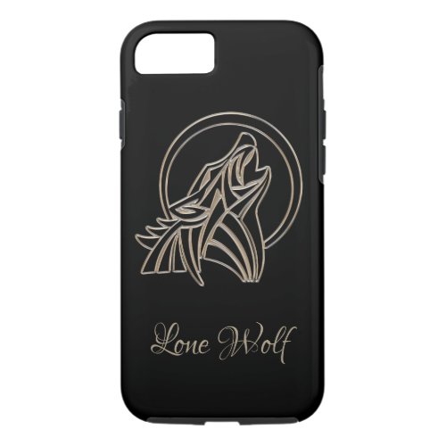 Elegant Black Silver Gray Howling Lone Wolf iPhone 87 Case