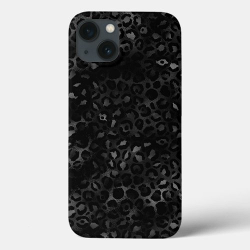 Elegant Black  Silver gray Leopard Print Pattern  iPhone 13 Case