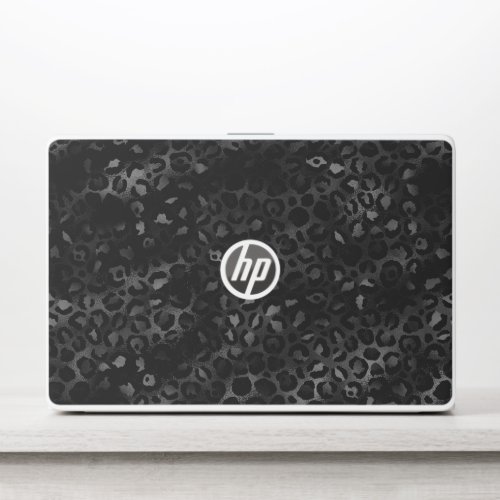 Elegant Black  Silver gray Leopard Print Pattern  HP Laptop Skin