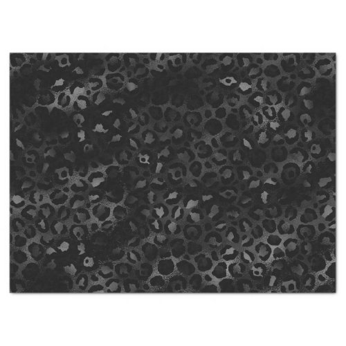 Elegant Black  Silver gray Leopard Print Pattern  Tissue Paper