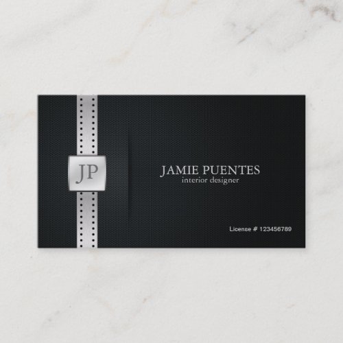 Elegant Black &amp; Silver Interior Designer Business Card Template