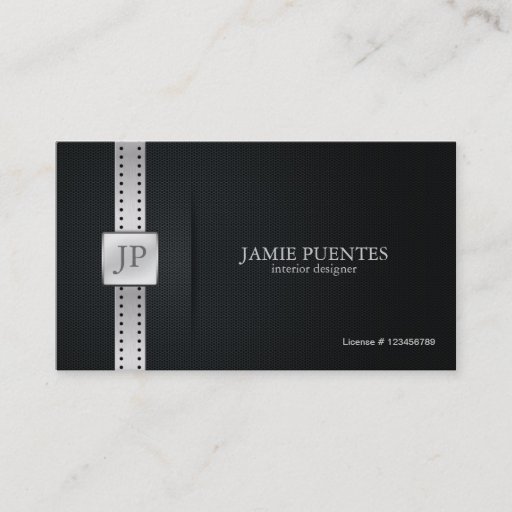 Customizable Elegant Black &amp; Silver Interior Designer Business Card Template