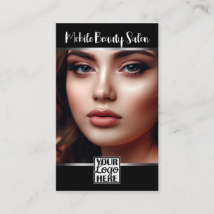 Elegant Black Silver Logo Photo QR Code Template Business Card