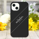 Elegant Black Silver Monogram Name Personalized iPhone 13 Case<br><div class="desc">Customize the text, and easily create your personalized iPhone case. Click EDIT, then click EDIT BACKGROUND to change the background color. You can TRANSFER this DESIGN on other Zazzle products and adjust it to fit most of the Zazzle items. Standard Studio designs are made in high-resolution graphics for professional print....</div>