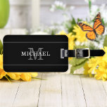 Elegant Black Silver Monogram Name Personalized Luggage Tag<br><div class="desc">Customize the text, and easily create your personalized luggage tag. Click EDIT, then click EDIT BACKGROUND to change the background color. You can TRANSFER this DESIGN on other Zazzle products and adjust it to fit most of the Zazzle items. Standard Studio designs are made in high-resolution vector graphics for a...</div>