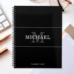 Elegant Black Silver Monogram Name Personalized Planner<br><div class="desc">Customize the text, and easily create your personalized planner. Click EDIT DESIGN to change the background color or text color. You can TRANSFER this DESIGN to other Zazzle products and adjust it to fit most Zazzle items. Standard Studio designs are made in high-resolution graphics for professional print. Thank you for...</div>