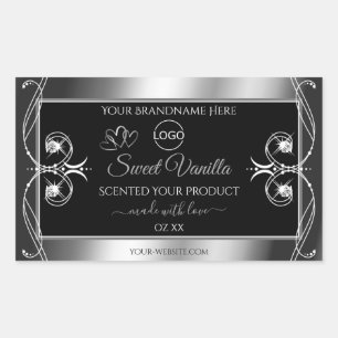 Elegant Black Silver Product Labels Diamonds Logo