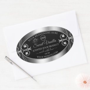 Elegant Black Silver Product Labels Diamonds Logo