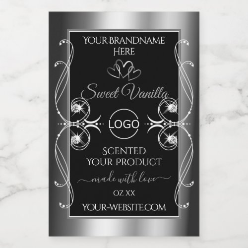 Elegant Black Silver Product Labels Diamonds Logo