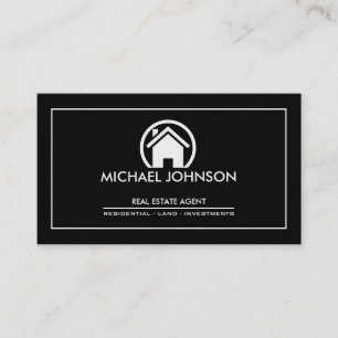 Elegant Black & Silver Professional Real Estate Business Card