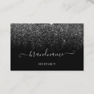 Elegant Black Silver Rain Soft Glitter Cosmetics Business Card