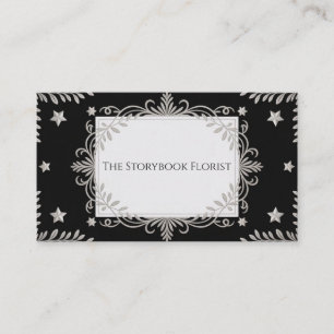 Elegant Black Silver Scrollwork Star Decorative Business Card