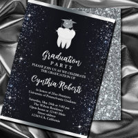 Elegant Black Silver Sparkle Dental Graduation