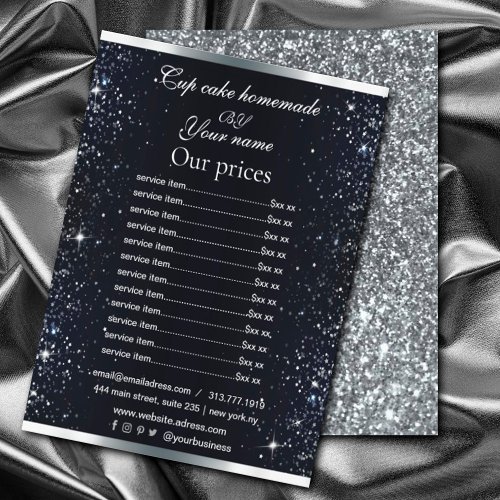 Elegant Black Silver Sparkle List Flyer
