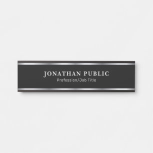 Elegant Black & Silver Template Home Office School Door Sign